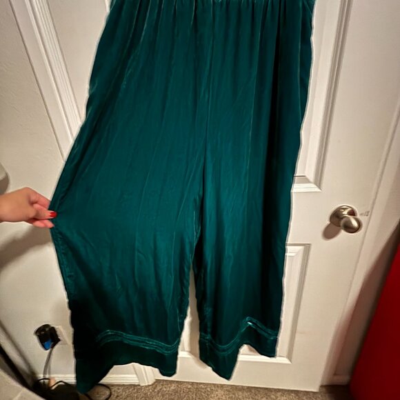 Anthropologie The Somerset Jumpsuit: Velvet Edition - Teal Green Blue NWT - Picture 6 of 11